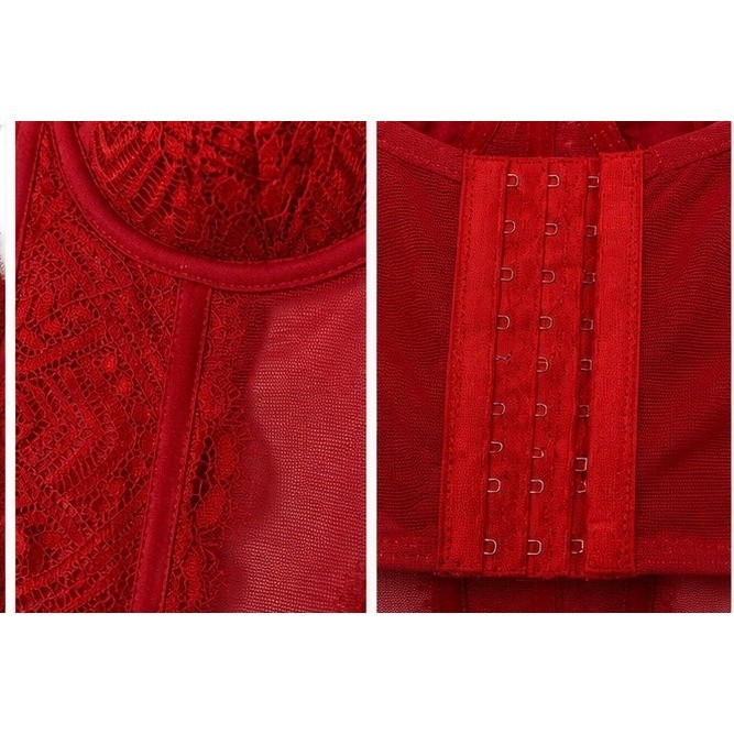 Garage Red Lace Corset Top Bustier Mesh Underwire Adjustable Straps Small