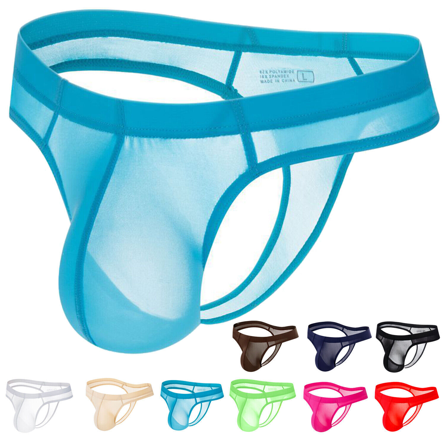 Men’s Sexy Ice Silk Underwear G String Thong Underpants Translucent Briefs