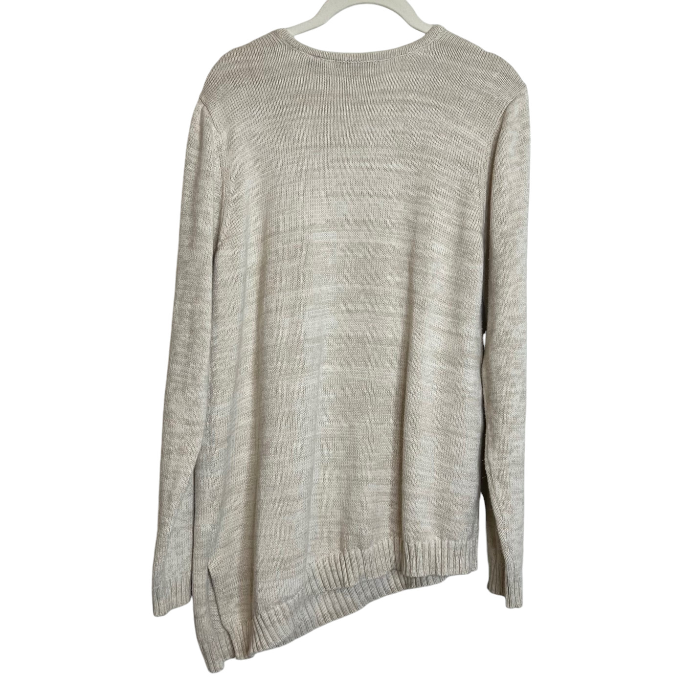 Jeanne Pierre Womens Sweater Size Large Beige V-Neck Asymmetric 100% Cotton
