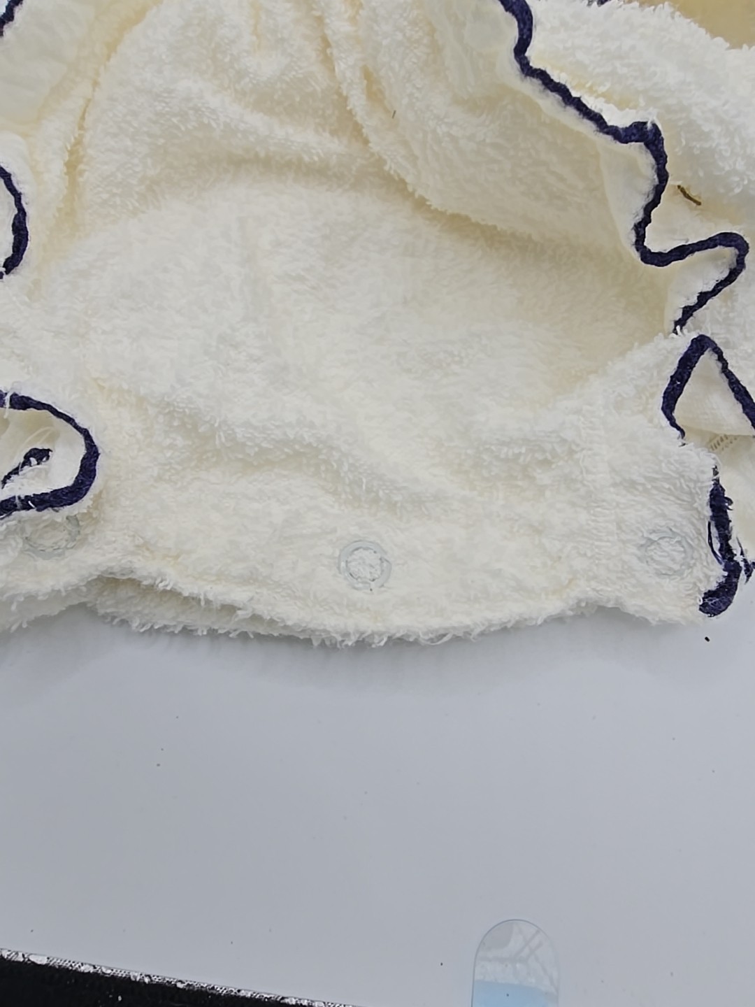 Vintage Carters 6 Month Terry Cloth Footed Outfit Unisex White And Navy Ruffle