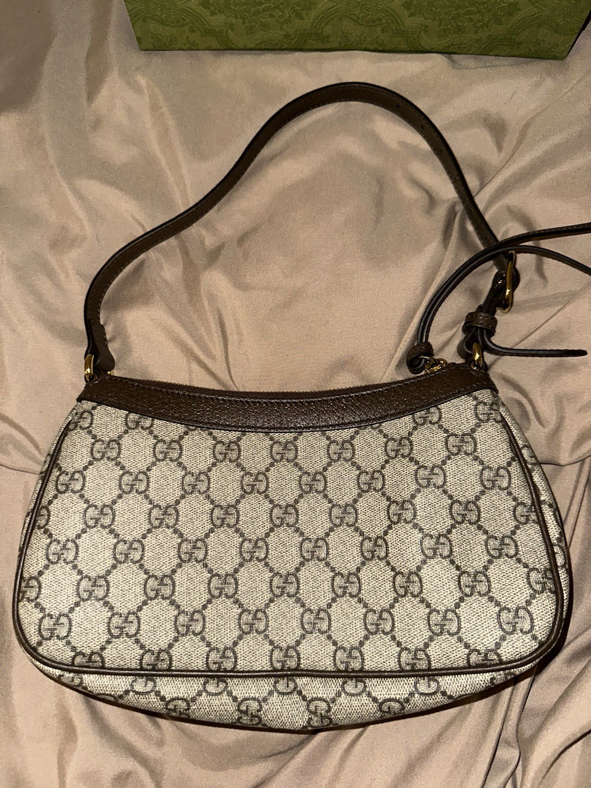 Gucci GG Jackie Small Ophidia Shoulder Bag Beige Brown Zip Dust Bag