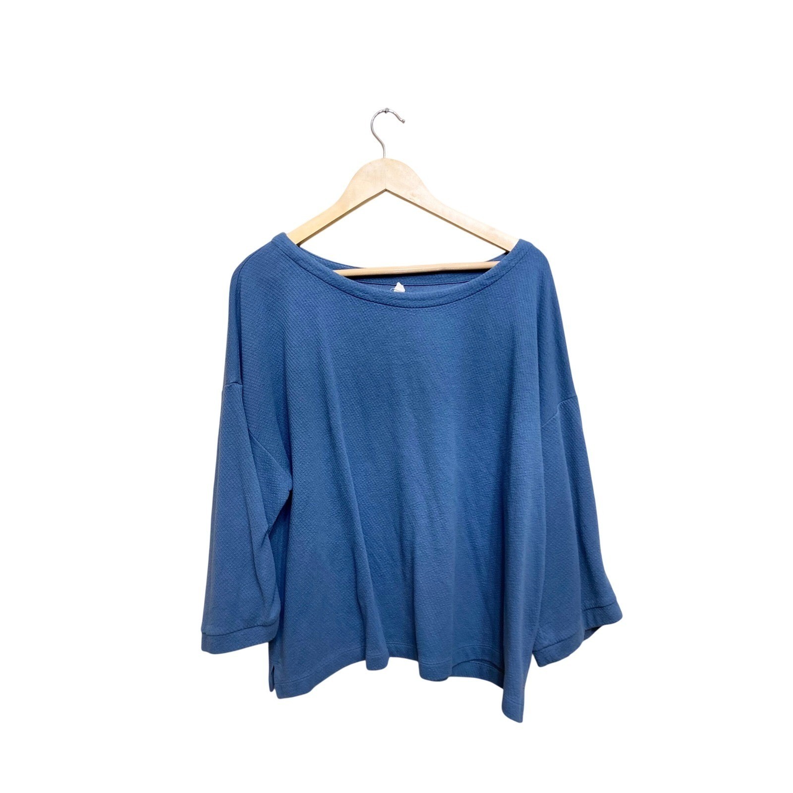 Eileen Fisher Organic Cotton Tencel Boxy Top Blue XL F18FXQ