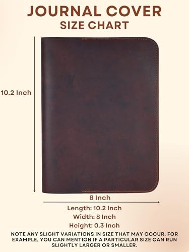 XL Leather Journal Cover for Sketchbook (7.5 x 9.75 in), Handmade Refillable