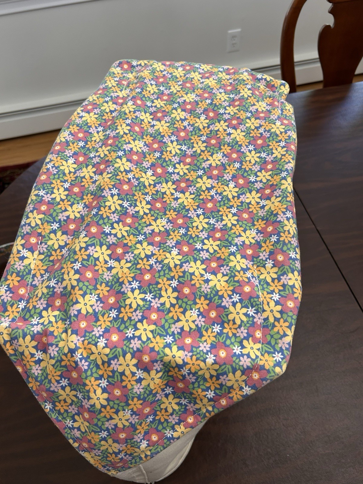 Canvas Large Tote With Floral & Mom Accents