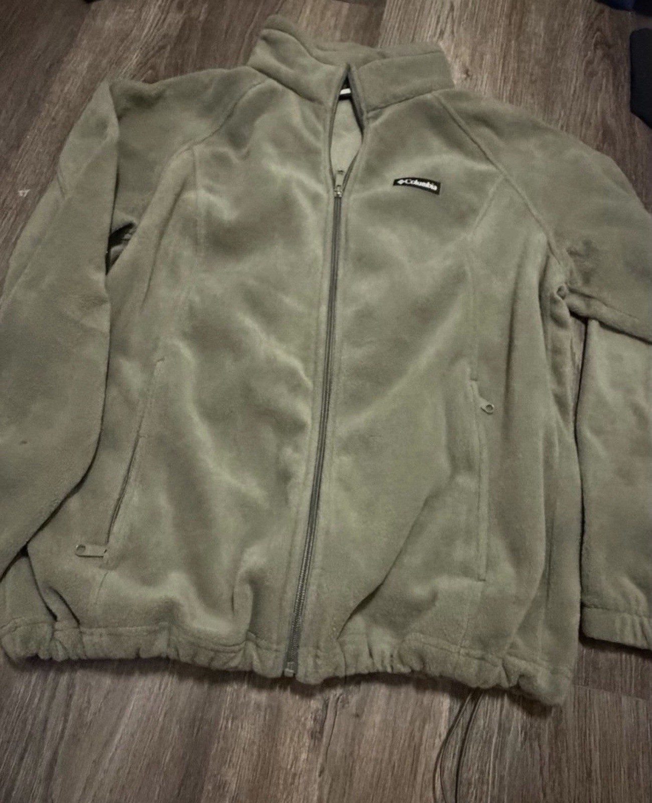 Columbia Men’s Green Full Zip Fleece Jacket w/ Pockets Stand-Up Collar XXL