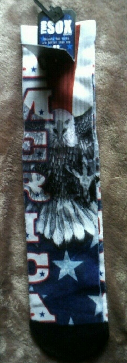 TWO SOX MEN SOCKS EAGLE & STARS 2 PAIR LOT RED/WHITE/BLUE SZE 10-13 NWT MSRP $16