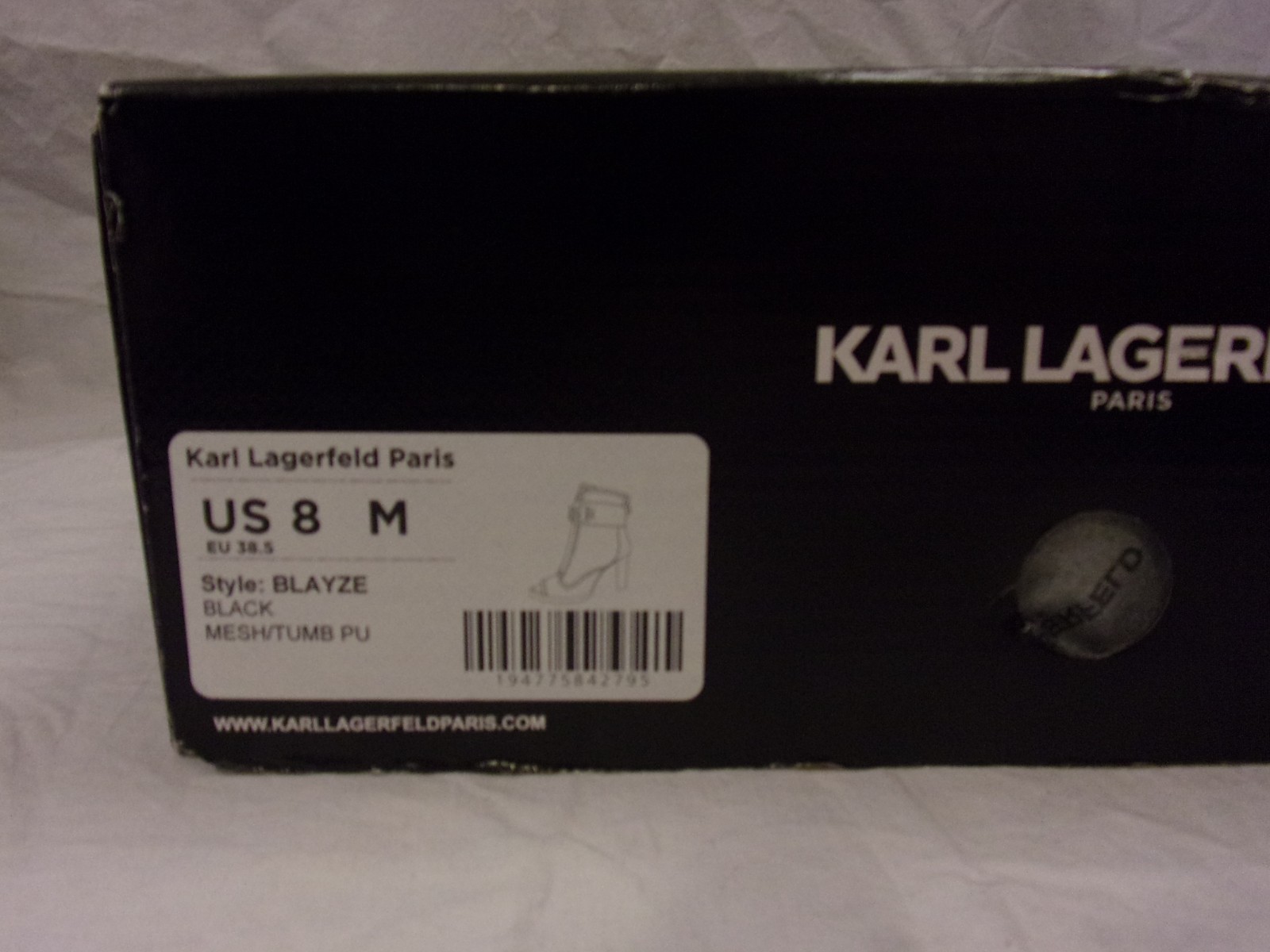 Karl Lagerfeld Paris Blayze Crystal Mesh Peep Toe Booties Black 8M BNIB
