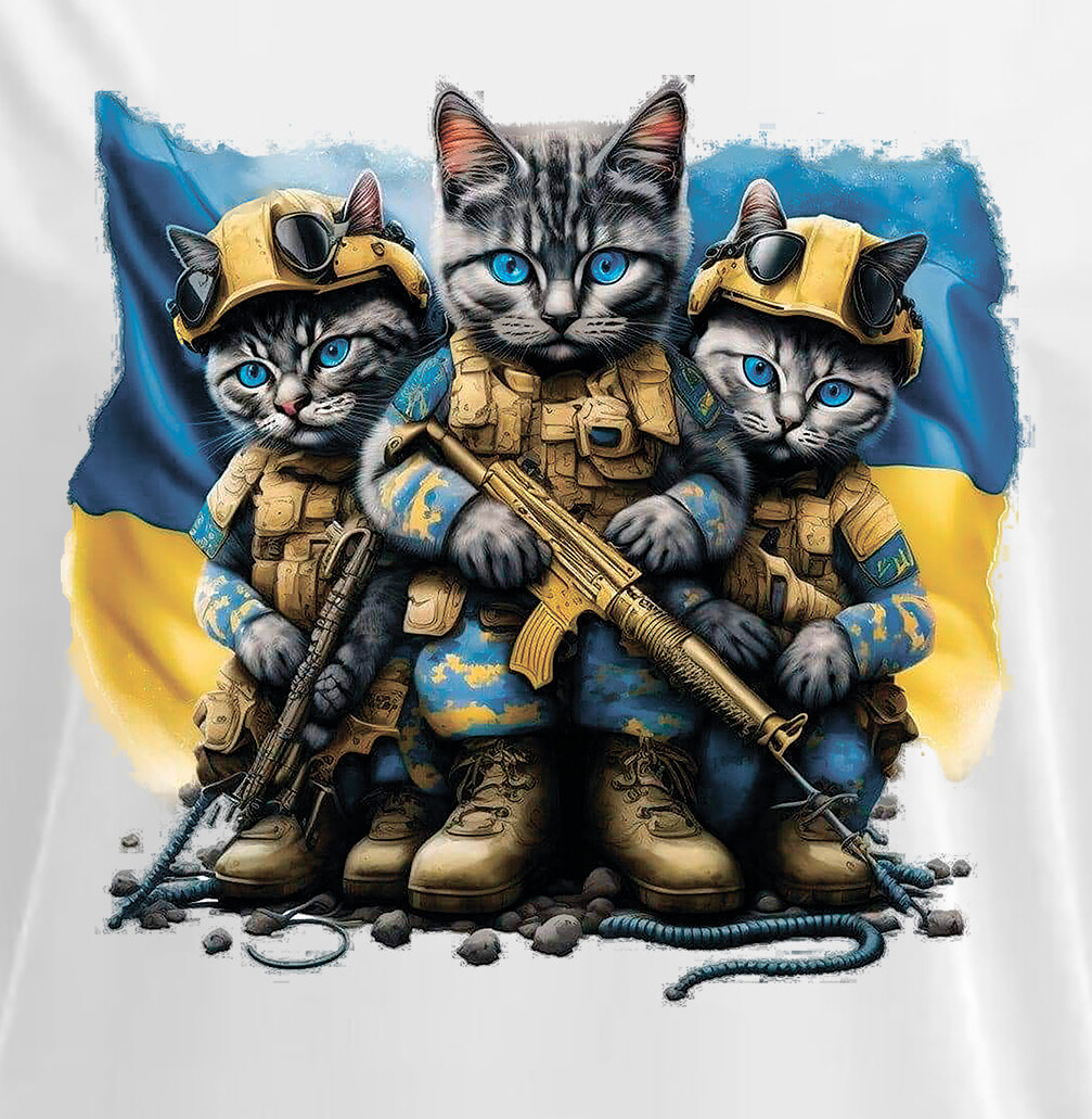 Printed t-shirt Cotton Slava Ukraini Cats Patriotic Ukraine No War for Men Women