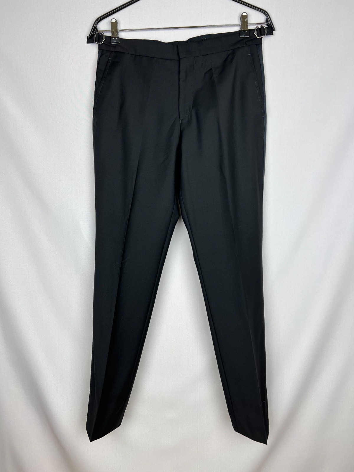 HACKETT Mayfair Gorgeous Solid Black WoolMohair Peak-Lapel Tuxedo Suit 36US46IT
