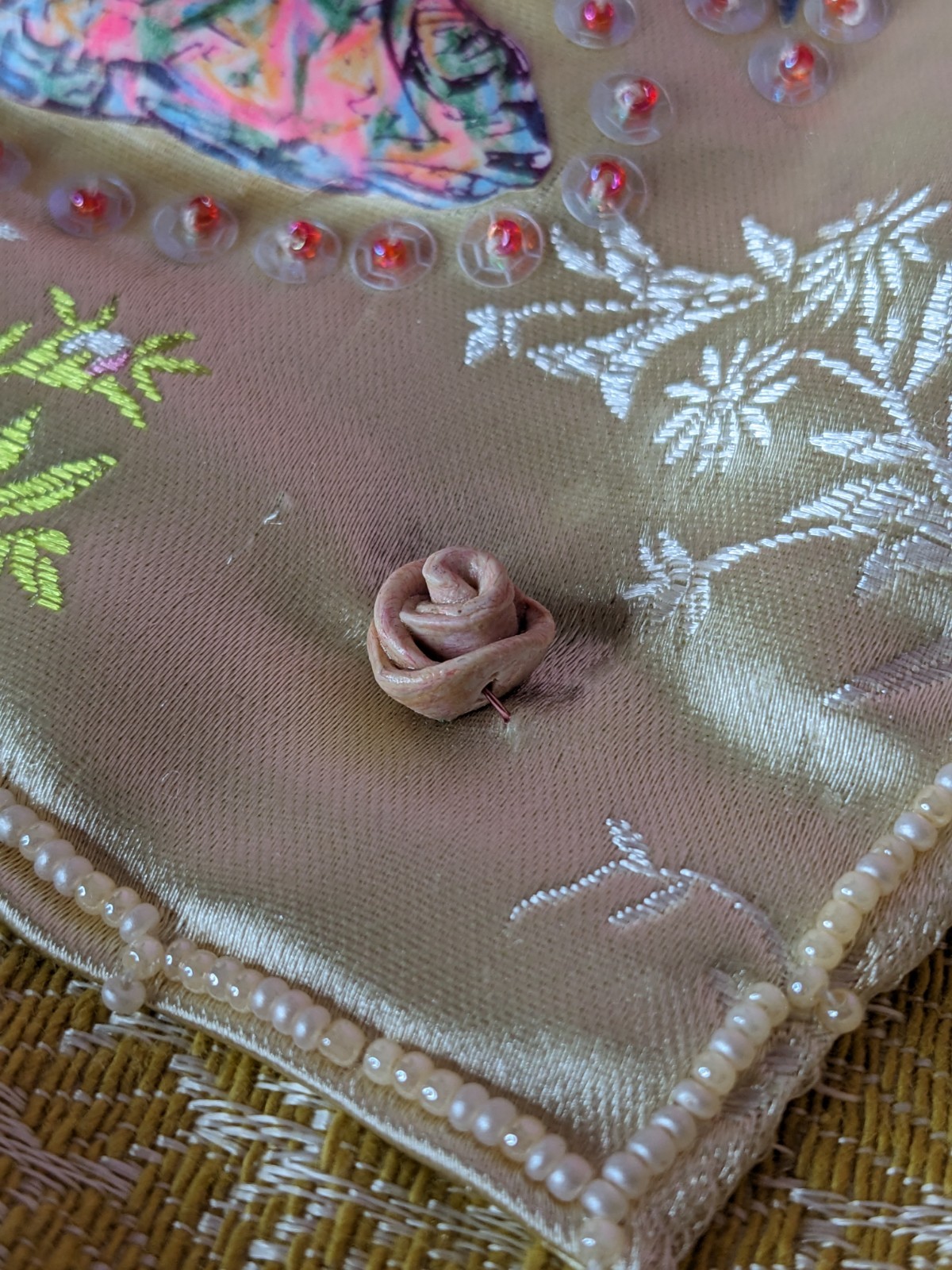 Embroidered Handbag Purse Bag Tote OAK Asian Oriental Golden Colors