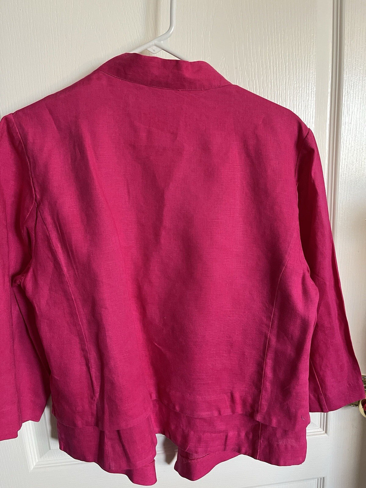 Chicos Pretty In Pink 100% Linen Jacket 2 M L Open No Closure