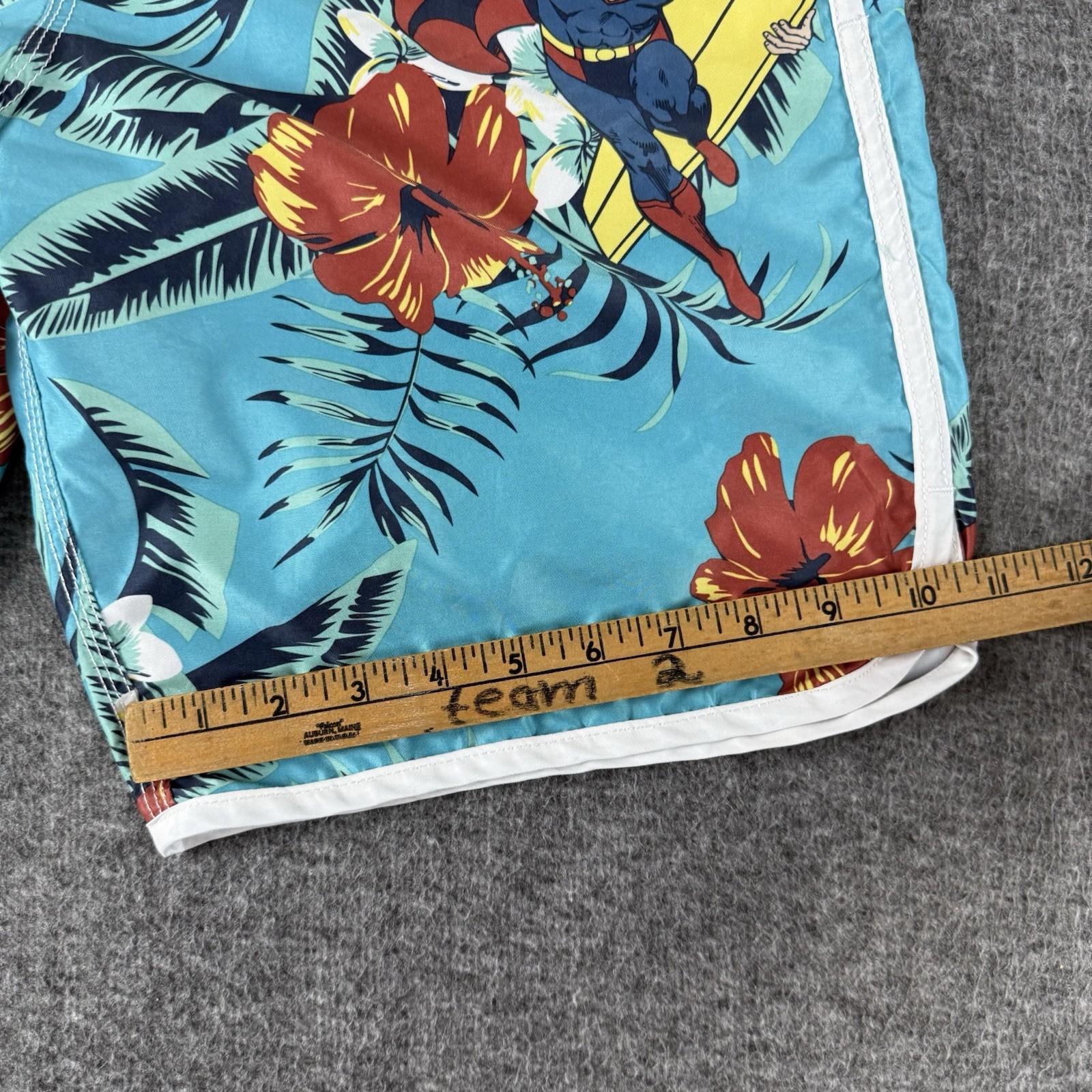 Superman DC Comics Mens Board Shorts Swim Trunks Hawaiian Surf Blue Size S