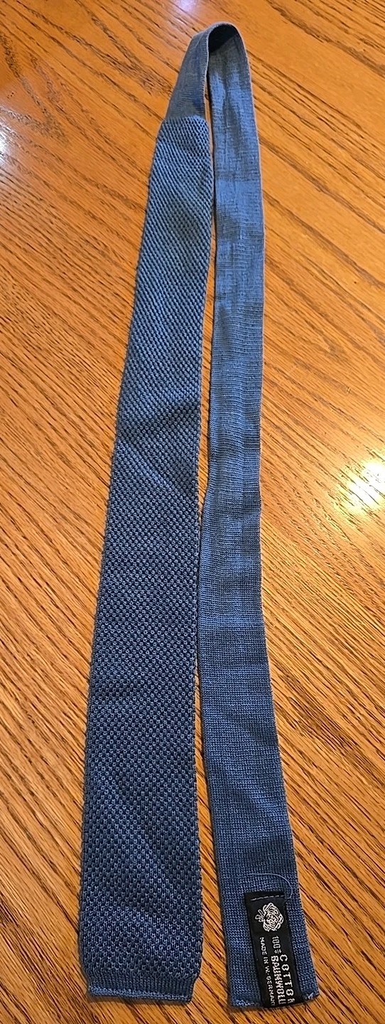 Vintage Blue Square Knit Neck Tie 100% Baumwolle Cotton Made In West Germany