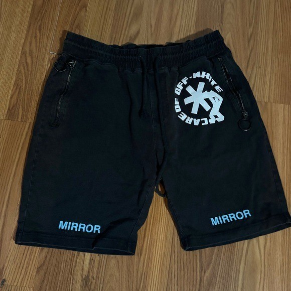 Off-White Black Blue Athletic Shorts Virgil Abloh Authentic Designer Streetwear