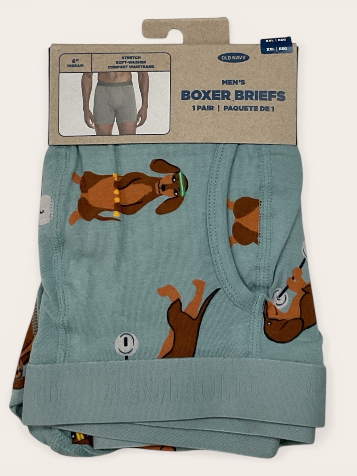 Old Navy Men’s Soft-Washed Boxer Briefs 6.25” inseam Dachshund Size XS L XXL