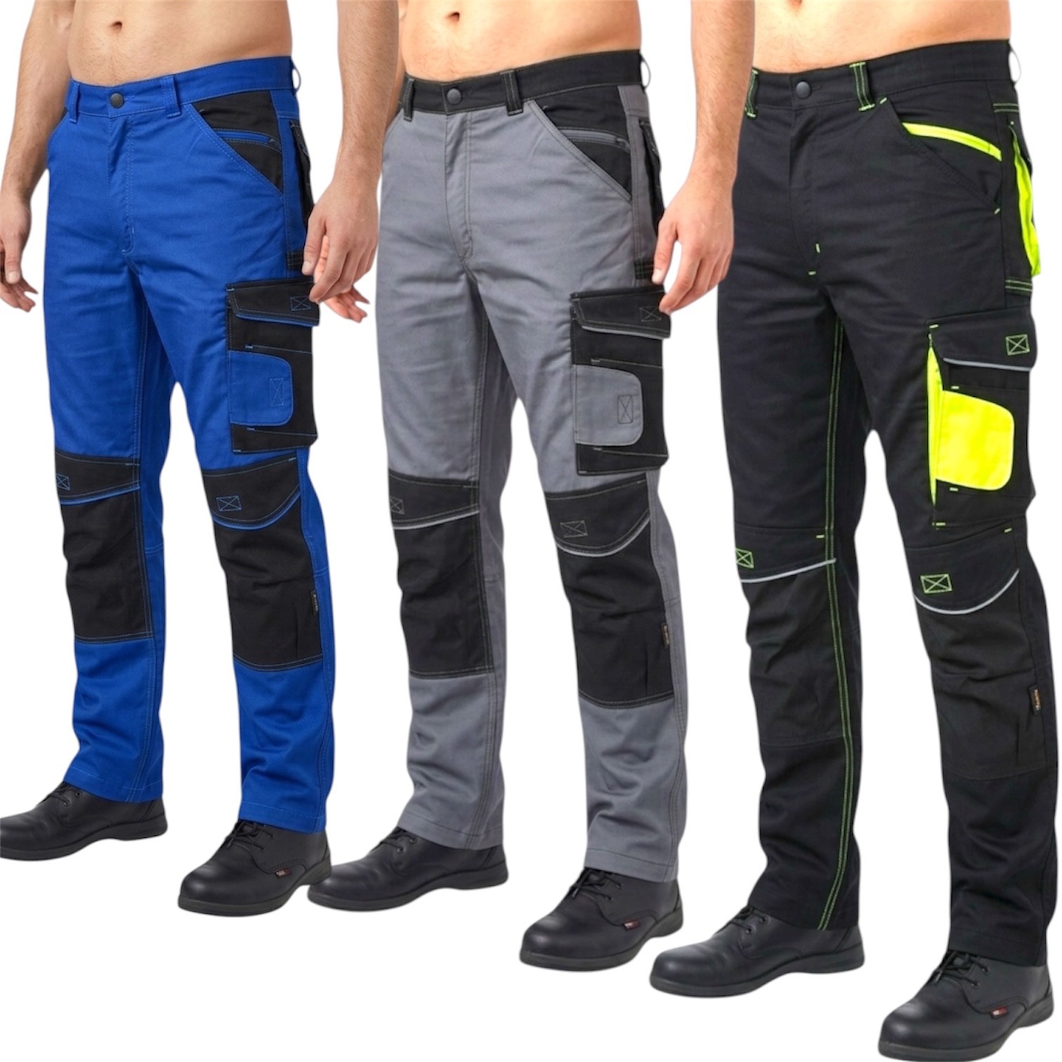 Mens Cargo Work Trousers With Knee Pads Pockets Safety Heavy Duty Combat Pants