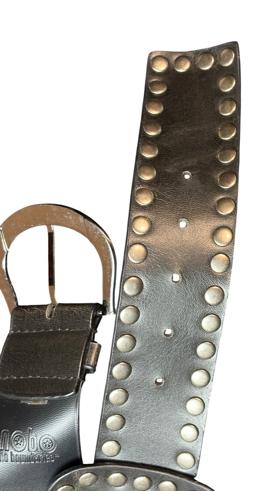 No Boundaries Black Studded Wide Panel Belt Silver Studs Y2K Boho Western Goth