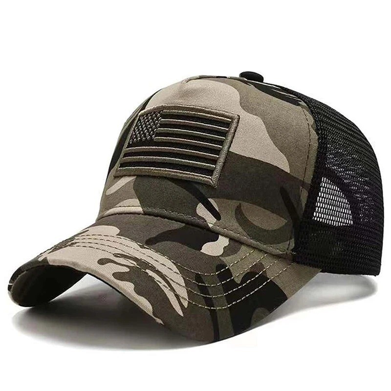 American Flag Embroidery Baseball Net Cap Spring and Summer Outdoor Adjustable