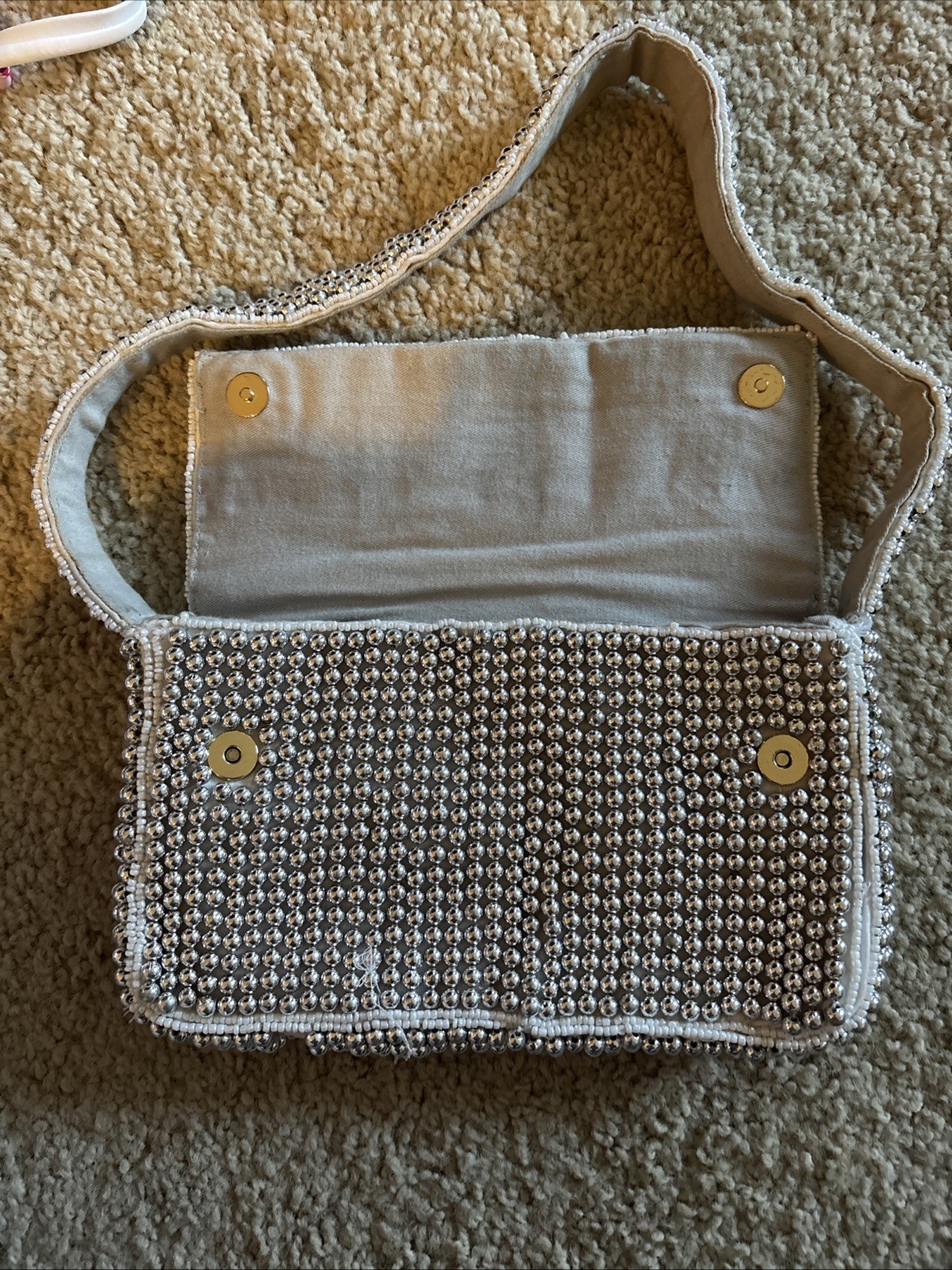 Anthropologie The Fiona Beaded Metallic Shoulder Bag