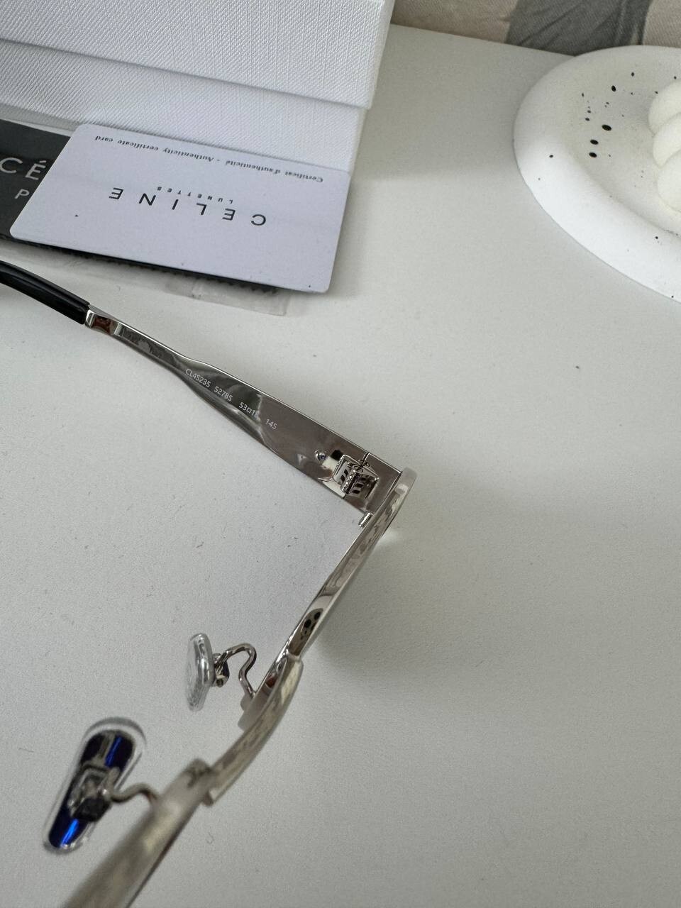 Celine Triomphe Metal Sunglasses, silver, oval