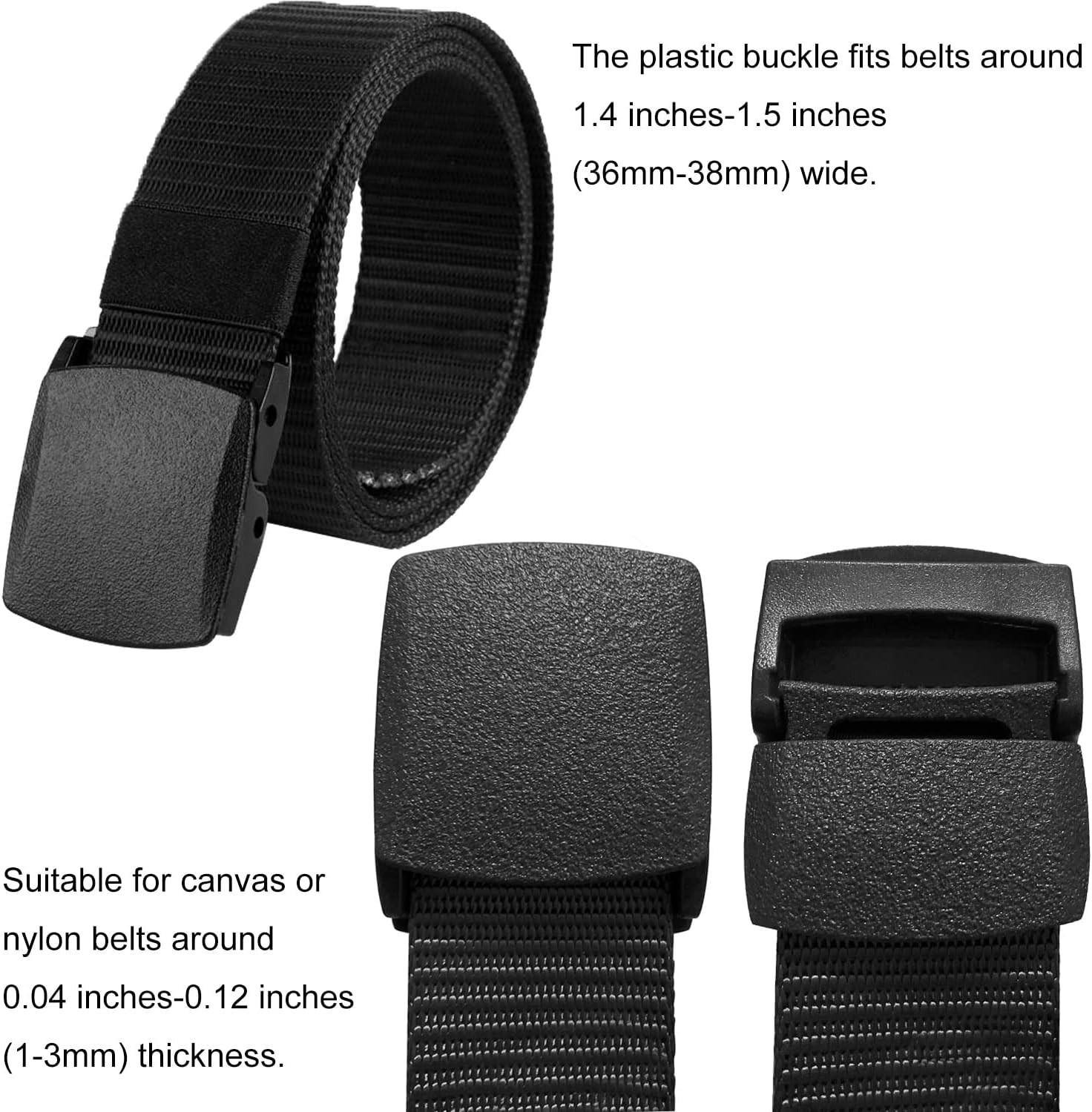 38Cm Plastic Buckle 4PCS Black Nylon Canvas Web Belt Plastic Buckle for 1.4 Inch