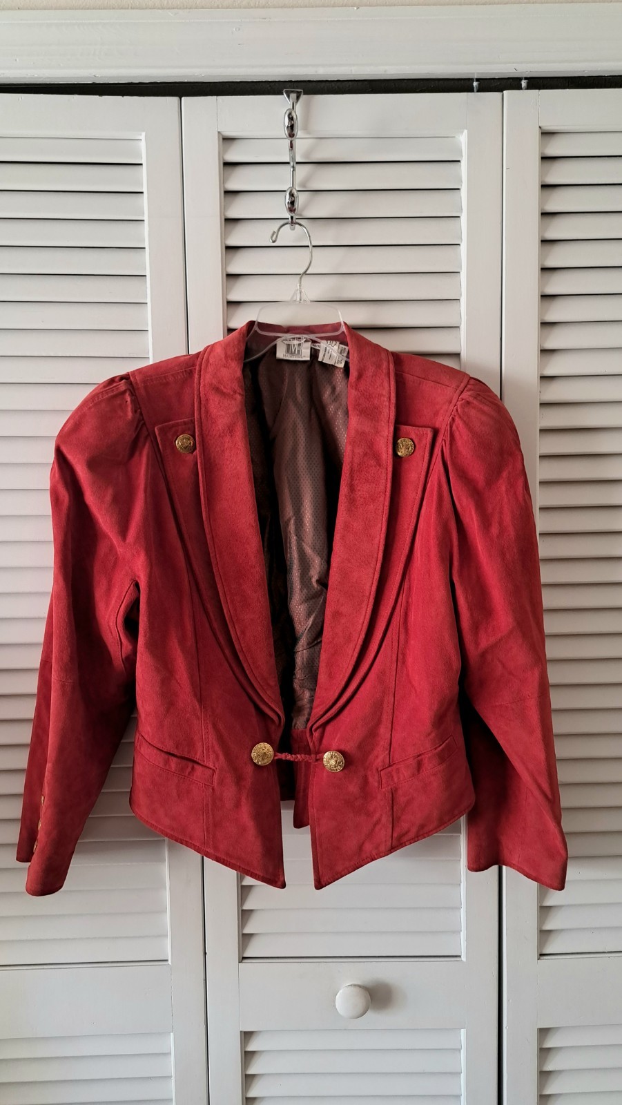 Madeleine Size 40/12 Red Genuine Leather Suade Jacket