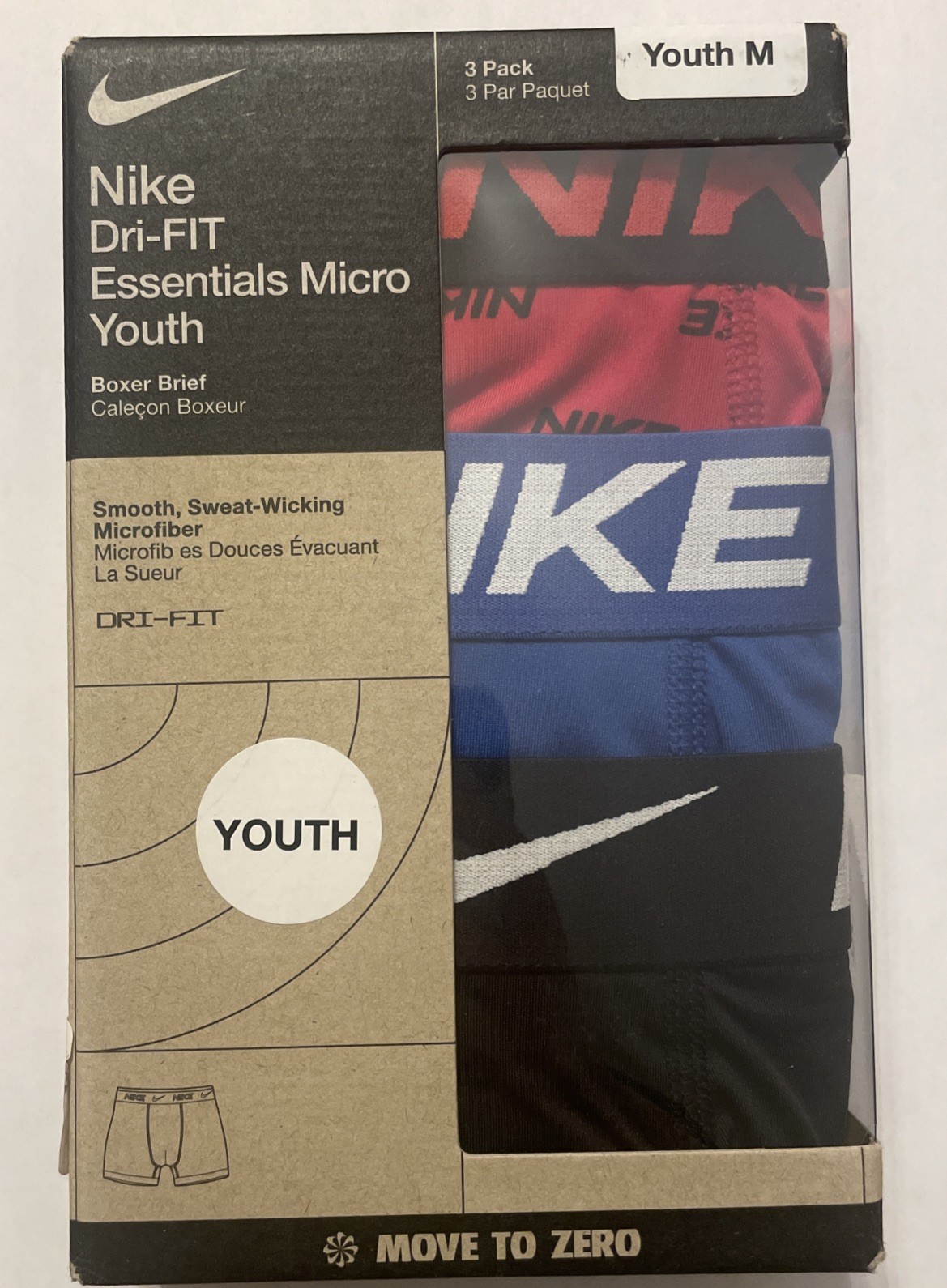 Nike Dri-FIT Essentials Micro Youth Boxer Briefs / Medium / Red, Blue, Black