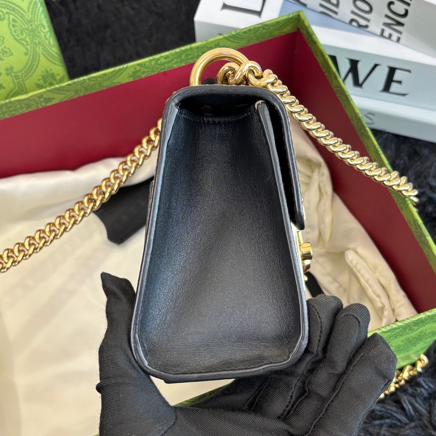 Gucci Pre-Owned Authentic Box Clutch Ebene 20x7x13 Free Tracked Shipping