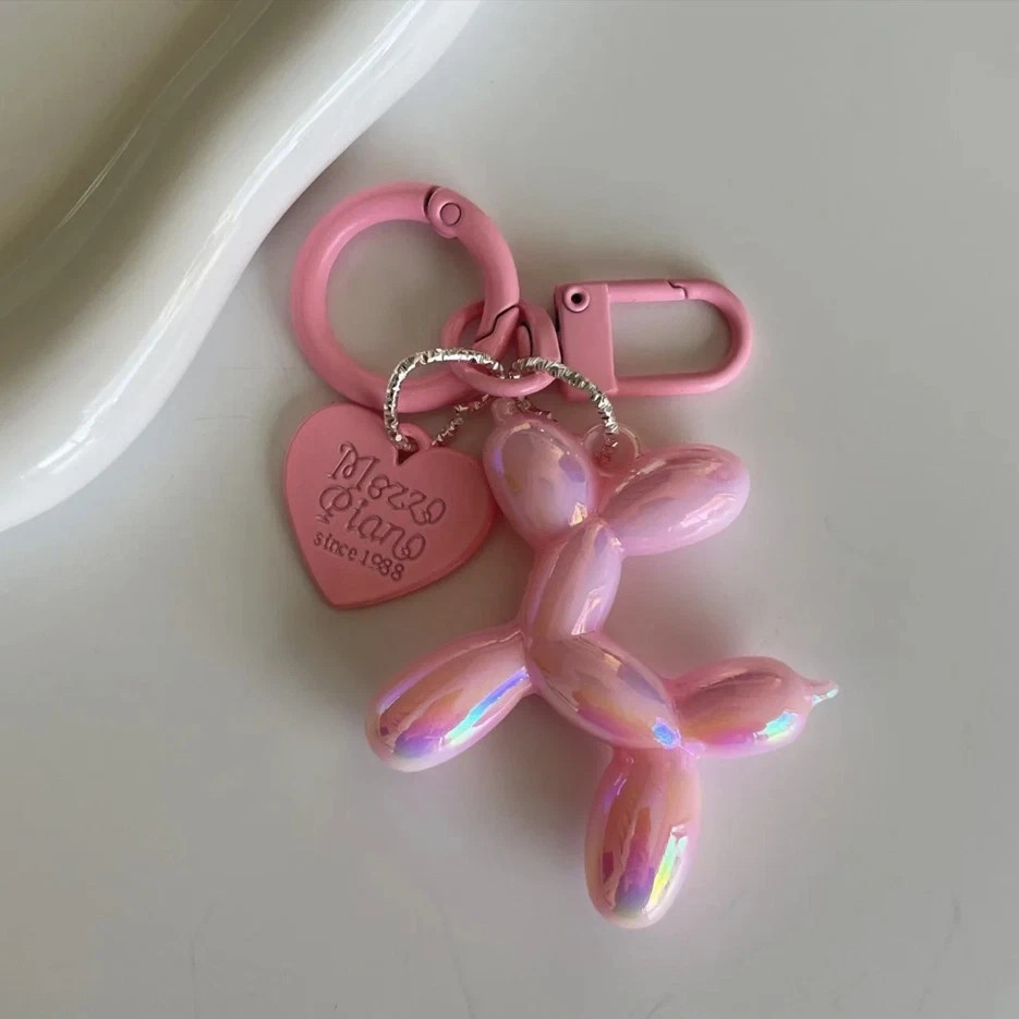 1pc Cute Jelly Balloon Dog Keychain Cartoon Pendant Unisex Key Accessory