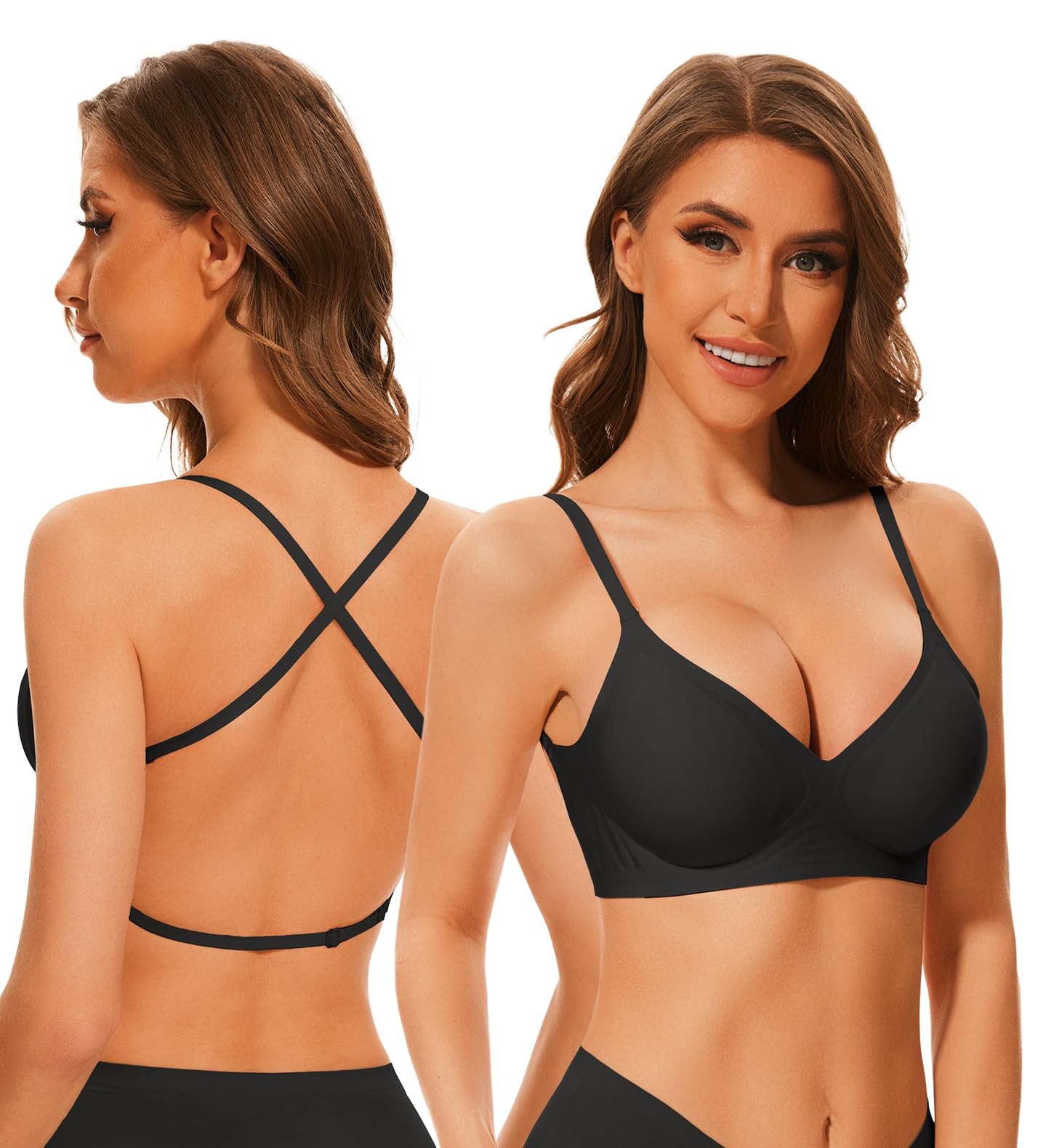 Low Back Bra Wireless Padded Bralette Comfort Halter Backless Cross Multiway USA