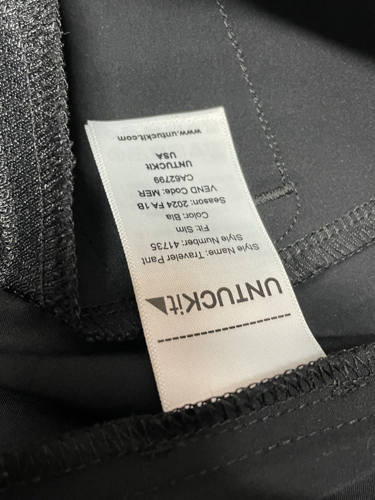 UNTUCKit Pants Traveller Performance Black Mens 35×34 Slim Fit Casual Golf Chino