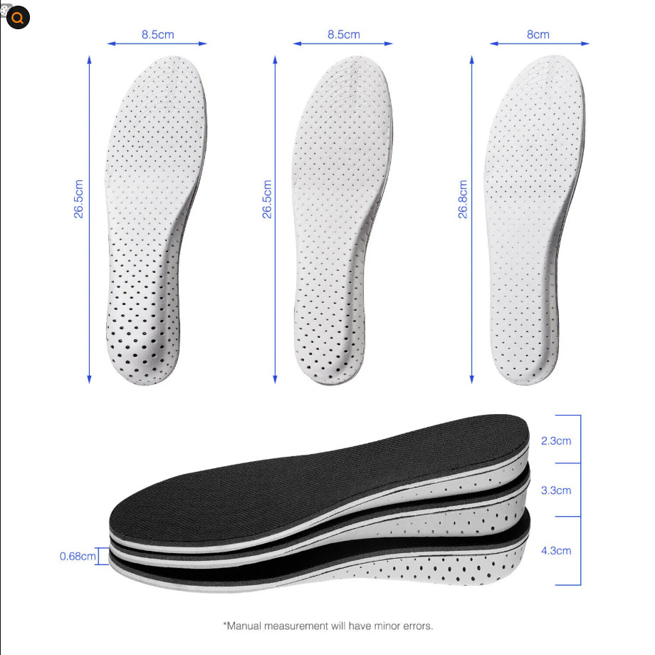 Invisible Height Increase Insoles Heel Lift Shoe Inserts for Men Women Comfort