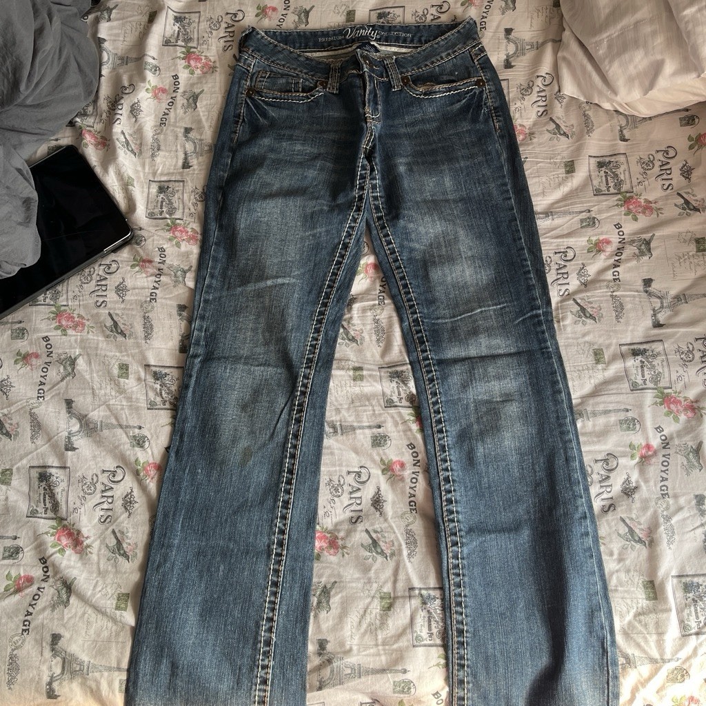 Vanity Premium Collection Women’s Blue Bootcut Jeans, Slim Fit Low Rise Stretch
