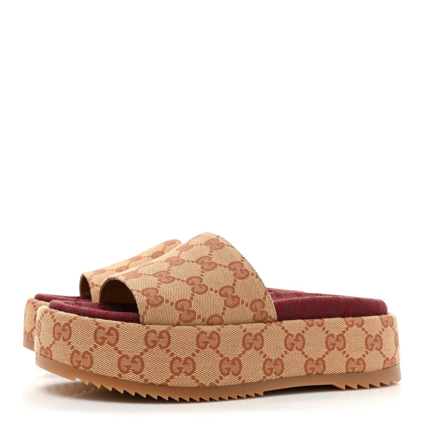 40EU (8 US) Gucci Angelina Platform Slide Sandals GG Canvas Monogram