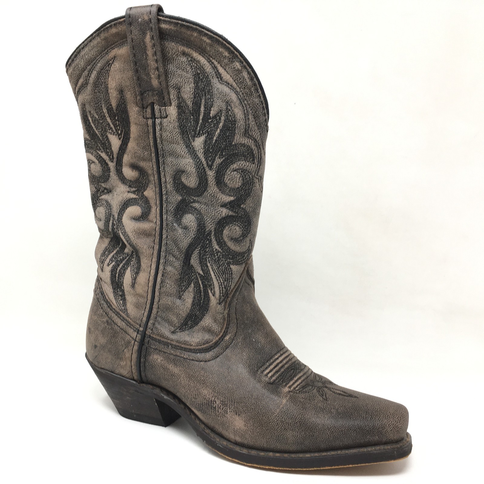 Laredo Maricopa Western Boots Cowgirl Shoes Womens Size 7 Brown Crackled Leather