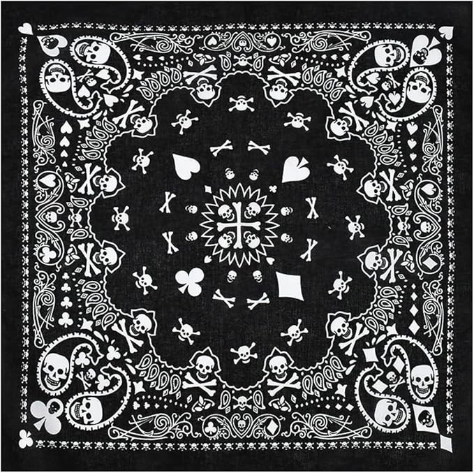 Bycc Bynn 4-Pack 100% Cotton Bandana Set, Vintage Graphic Print, 22×22 inches