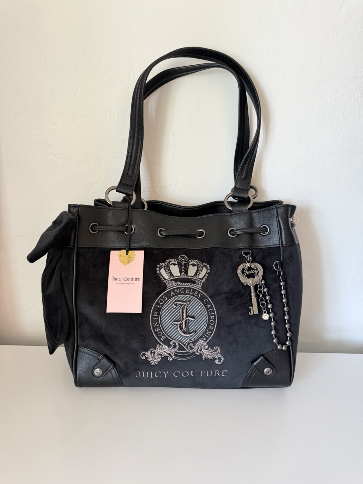 Juicy Couture Classic Juicy Lover Daydreamer Tote Liquorice Black NWT VIRAL Key