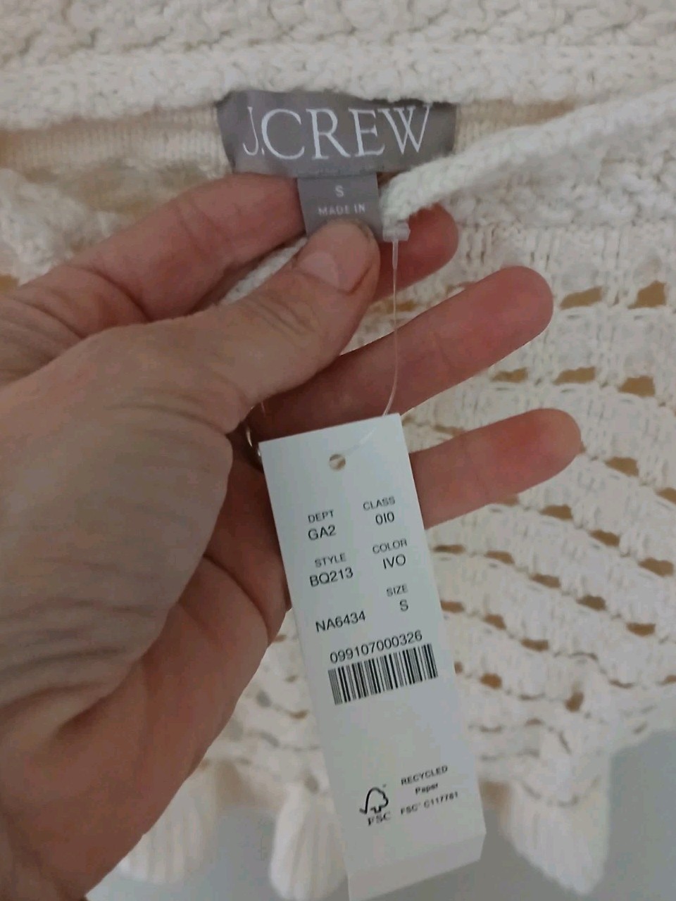 New J. Crew Crochet Ruffle Sweater Tank Top Size Small Cream Cottagecore Coastal