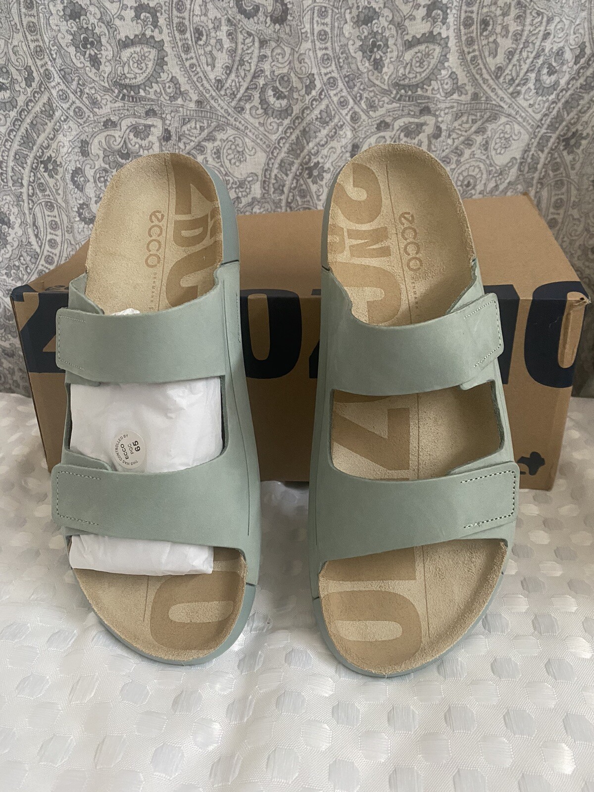 ECCO 2nd Cozmo Two Band Slide Sandal Ice Flower Size 41/10-10.5