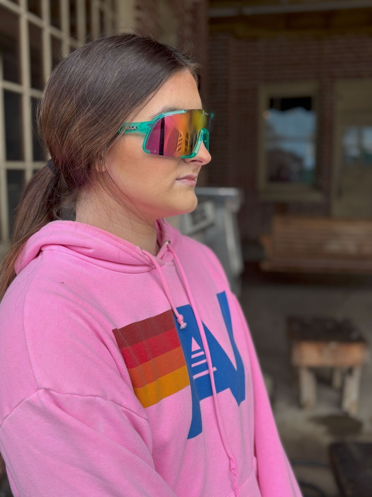 MCR HK45PZP Hulk Coral Glow Frame Safety Glasses Polarized Pink Mirror Lens