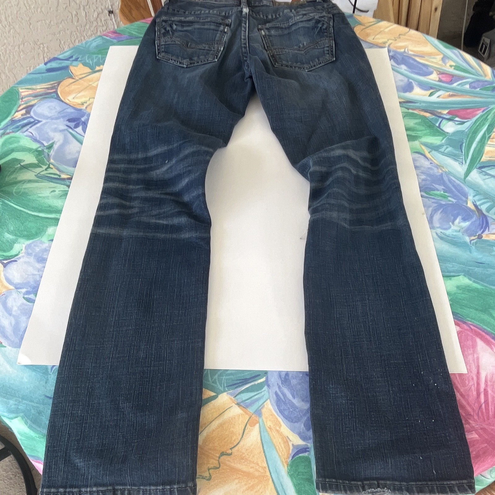BKE Men’s Straight Fit Blue Medium Wash Denim Jeans Mid Rise 5-Pocket Logo