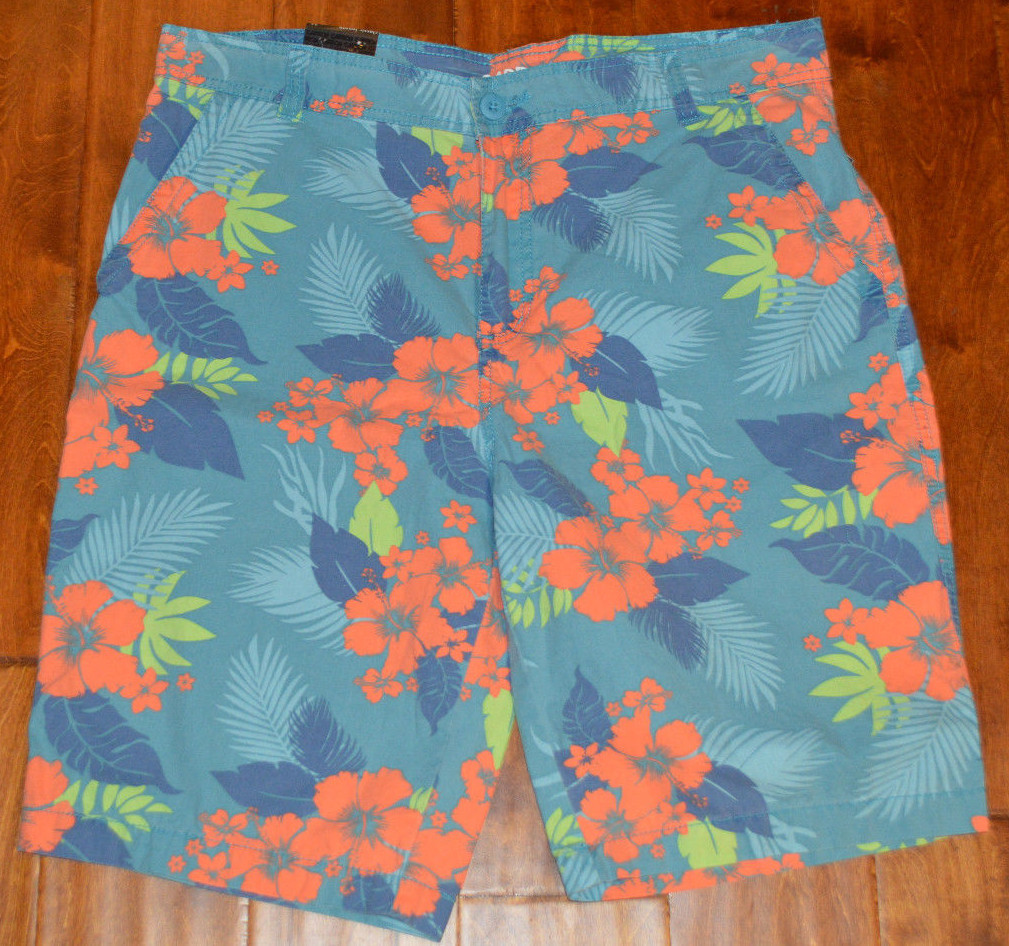 Men’s Rue 21 Carbon Blue Floral Classic Length Shorts Size 26, 28, 30, 32, 34,36