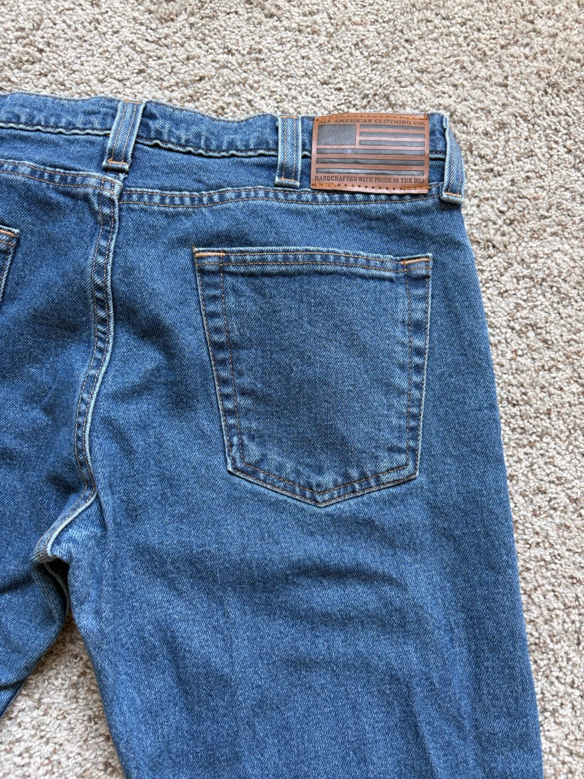 All American Clothing Co Jeans Mens 35×34 Slim Fit Medium Wash USA Made Mid Rise