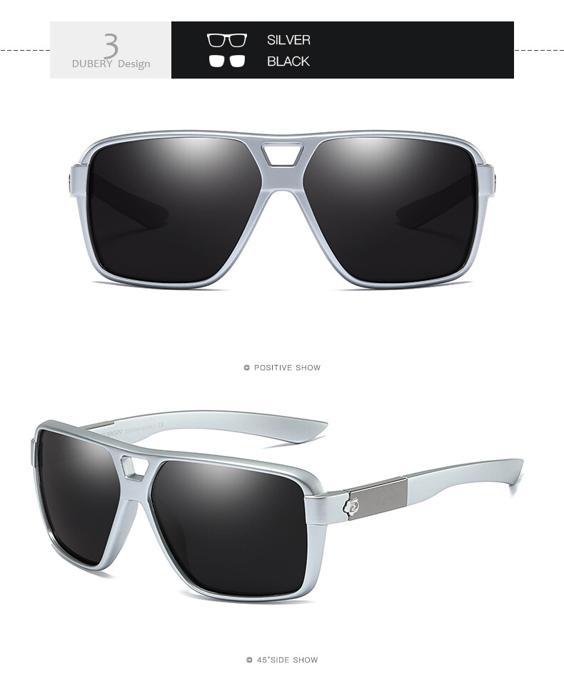 DUBERY Men Sport Polarized Oversize Sunglasses Square Driving Fishing Glasses