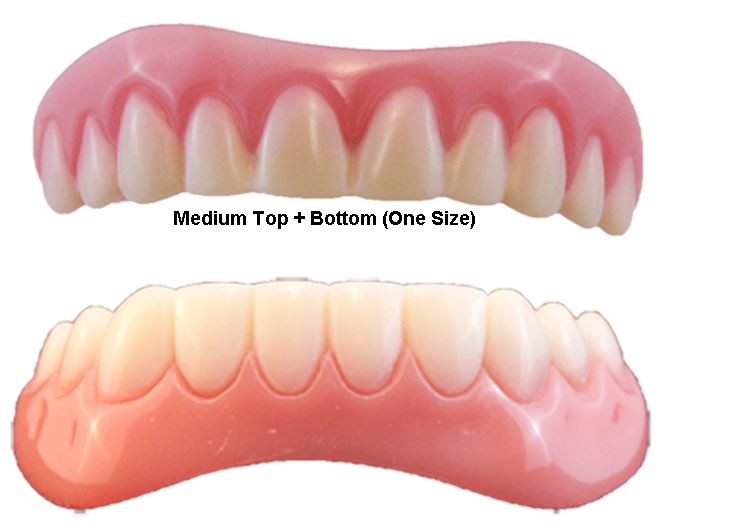 MEDIUM INSTANT SMILE + BOTTOM TEETH secure false fake upper veneer costume