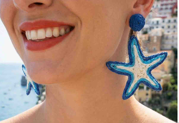 ANTICA SARTORIA 2026 BLUE & WHITE STARFISH EARRINGS & NECKLACE SET NWT