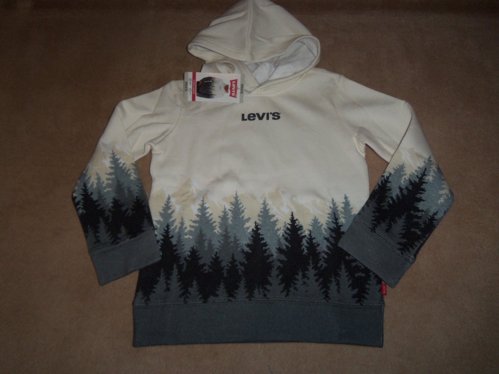 NEW, Levi’s Boys Fleece Hoodie Dark Shadow, SIZE XS 4/5
