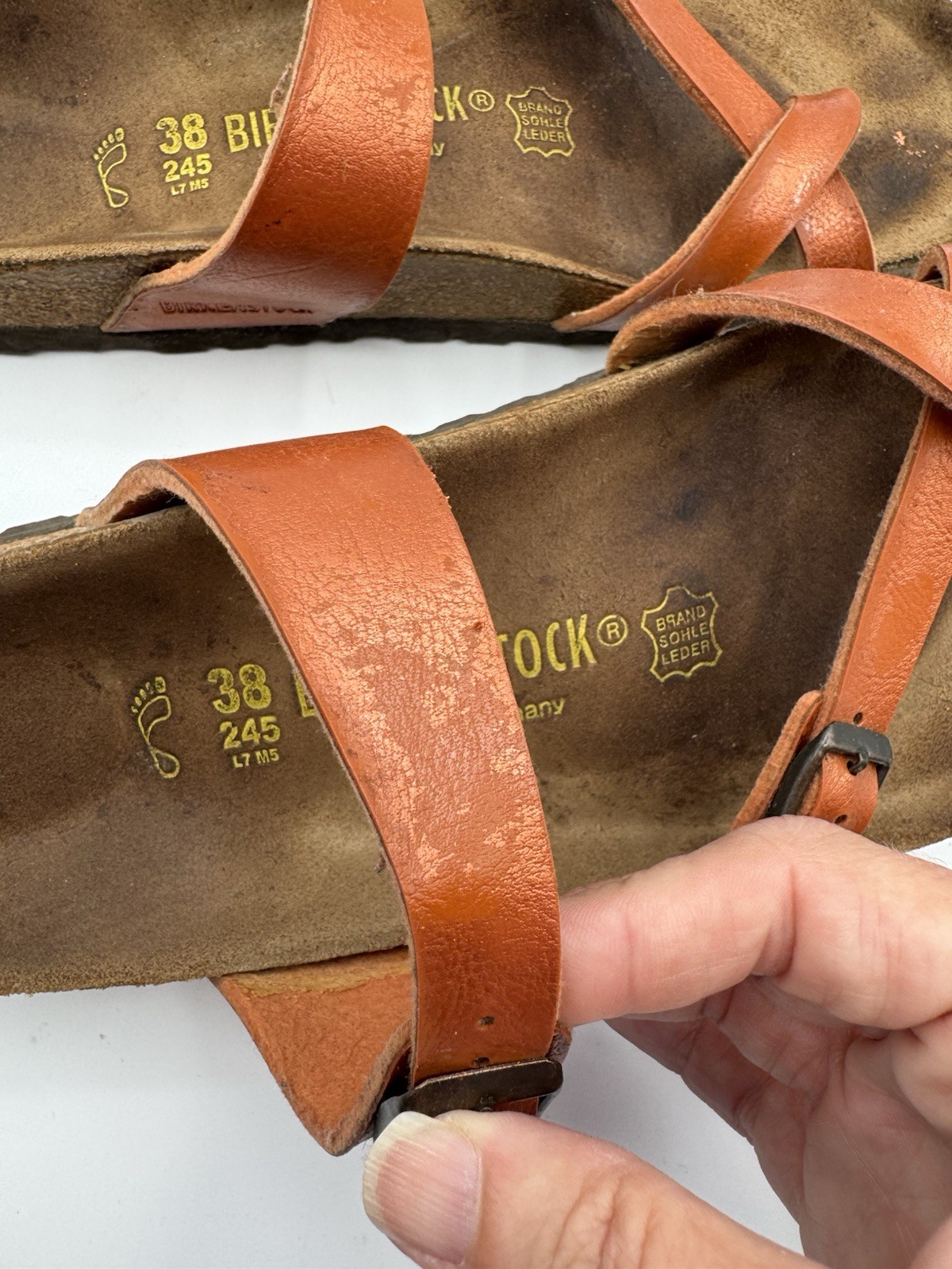 Birkenstock Mayari Copper Sandals EU 38 Regular Wide Germany Leather