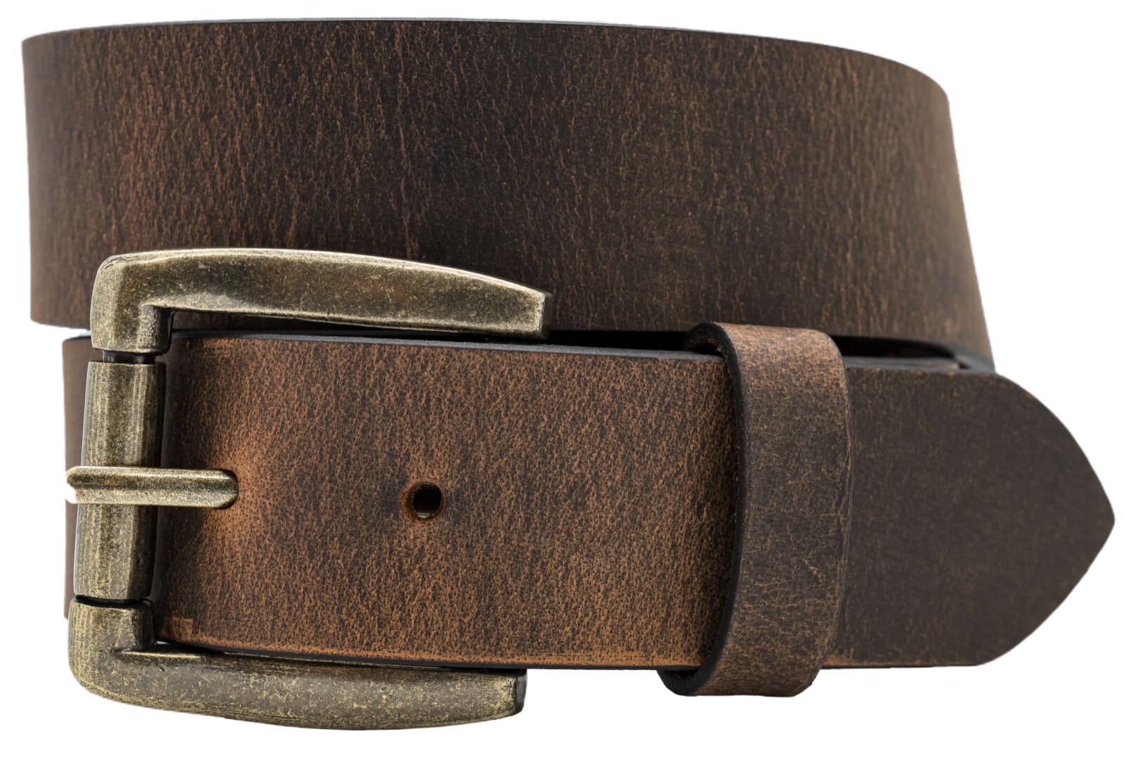Men’s Full Grain Crazy Horse Buffalo Leather Jeans Belt or Casual Belt – Brown