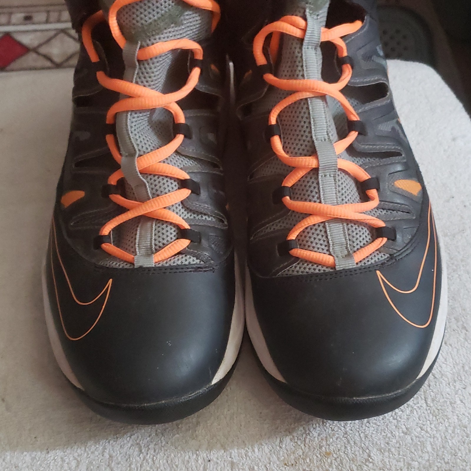 Nike Men’s Air Max Hyperposite Sneakers Lace Up Black Gray Orange